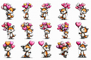 Cute Valentine Fox With Balloons PNG, an Illustration by Libby Wishes (Thumbnail 2 of 6)