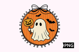 Cute Ghost with Pumpkin Halloween, a Seasonal Illustration by Creative Art