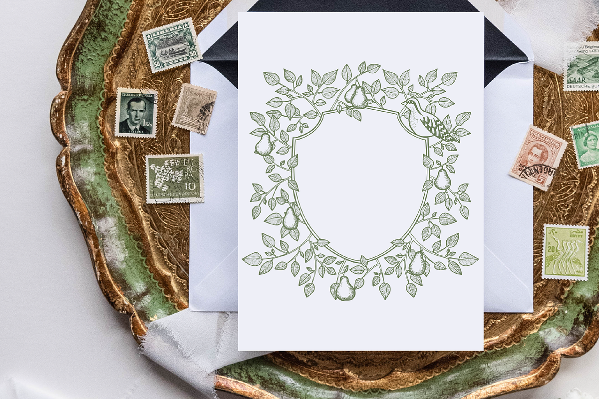 Partridge & Pear | Christmas Crest, a Seasonal Illustration by The Happy Ginger Co. (Photo 4 of 4)