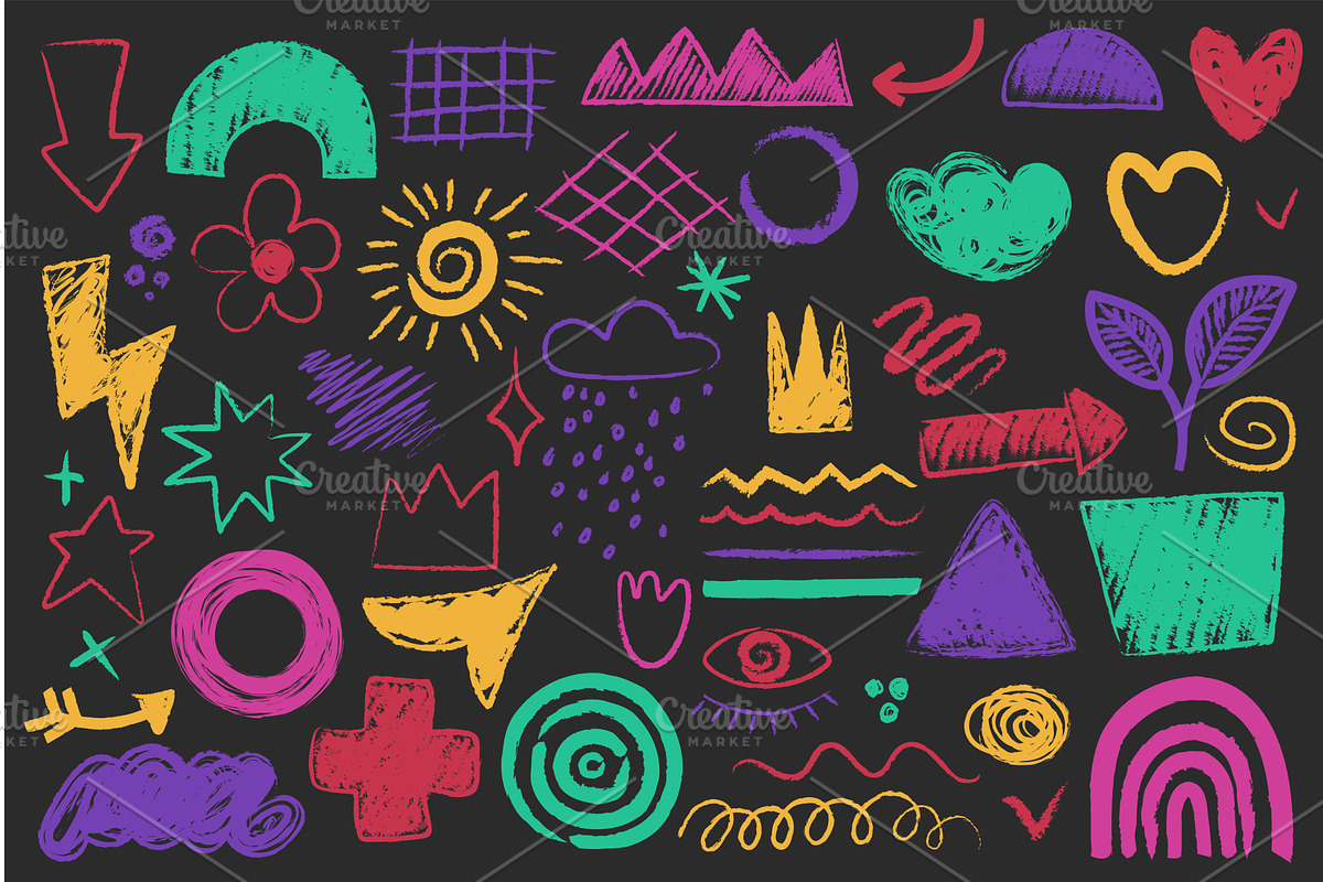 Abstract doodle colorful chalk, an Illustration by Lemberg Vector