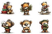 Christmas Teddy Bear Clipart,, a Seasonal Illustration by CreationArt (Thumbnail 5 of 5)