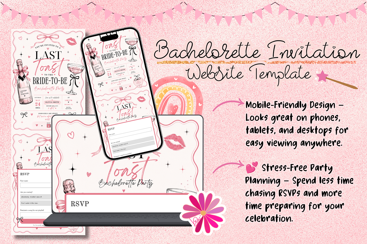 Last Toast Bachelorette Party RSVP, a Social Media Template by bellaROSEworkshop (Photo 5 of 5)