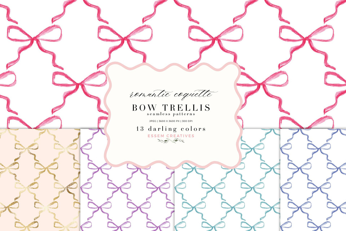 Coquette Bow Trellis Pattern Repeat, a Pattern Graphic by Essem Creatives (Photo 1 of 5)