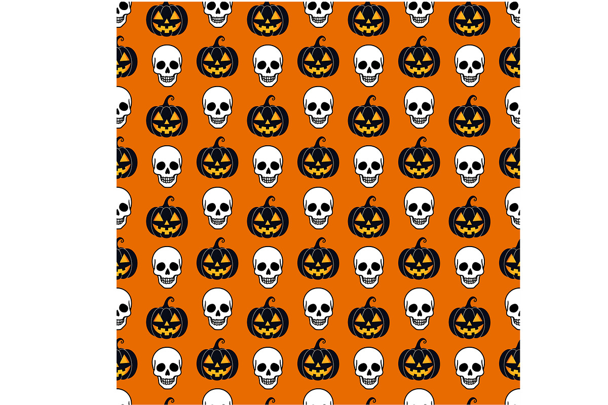 Halloween Skull and Pumpkin Pattern, a Seasonal Illustration by Sharon Schwalbe (Photo 5 of 5)