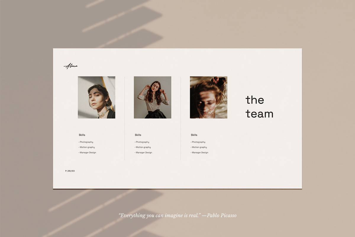 Alana Media-Kit Keynote Template, a Presentation Template by Creacy Studio (Photo 2 of 8)