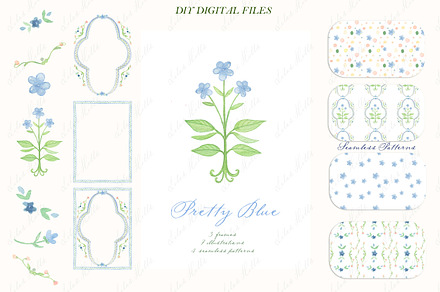 Grandmillennial Botanical Blue Green, a Graphic by LABFcreations