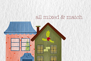 Christmas Houses Village Clipart, a Decorative Illustration by Oleksandra Illustrates (Thumbnail 8 of 14)