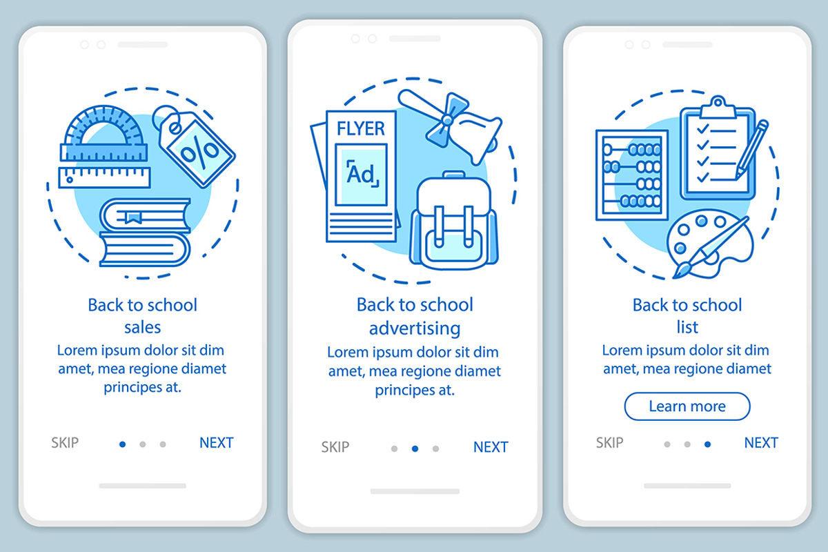 Back to school mobile app pages, a Templates & Theme by IMG Visuals