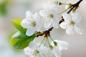 White apple blossoms with fresh, a Nature Photo by MistyDay
