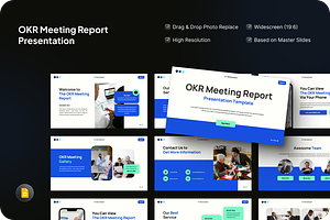 OKR Meeting Report Google Slides, a Presentation Template by SquidPixey