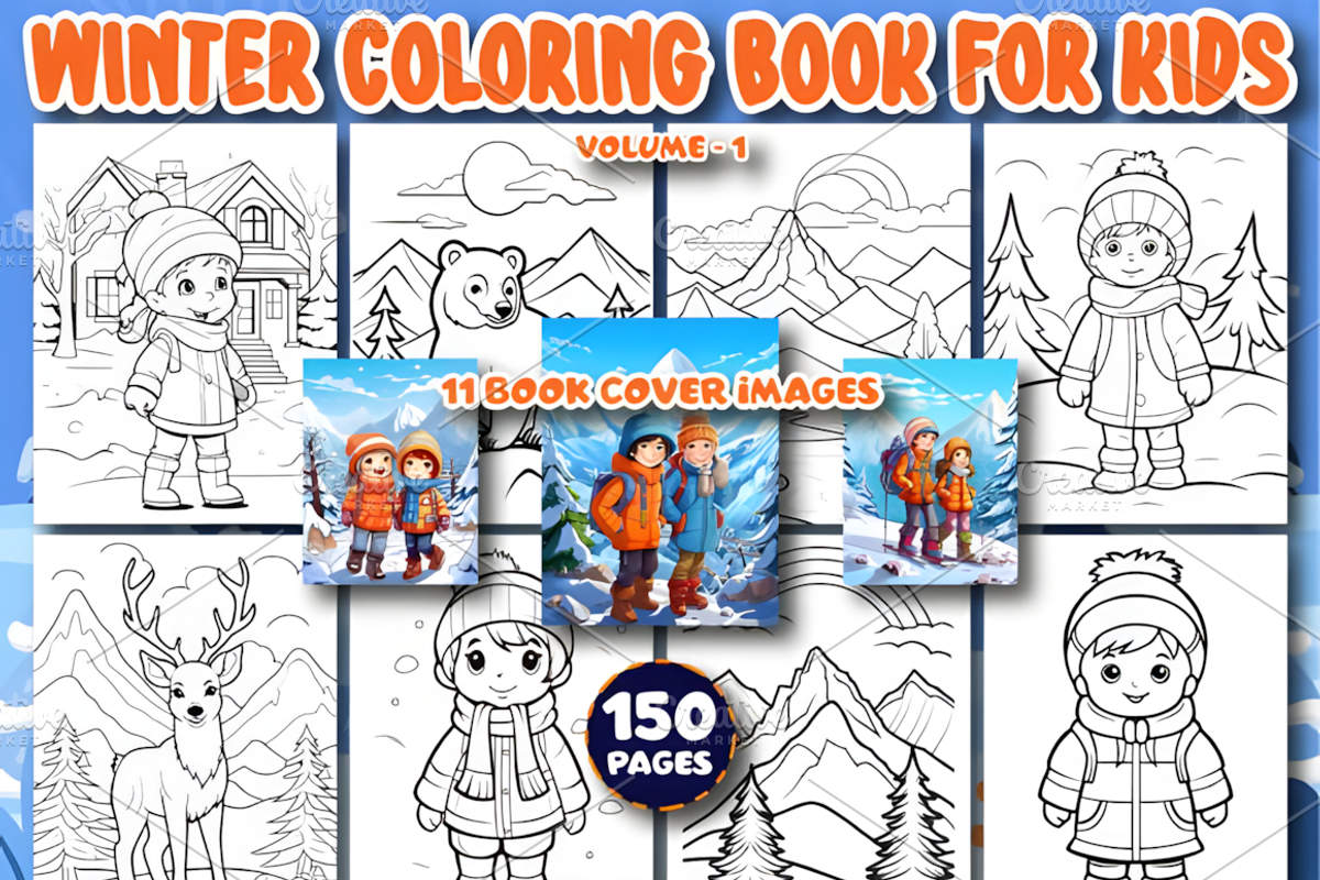 150 Winter Coloring Book for Kids, a Seasonal Illustration by Coco Bloom (Photo 1 of 6)