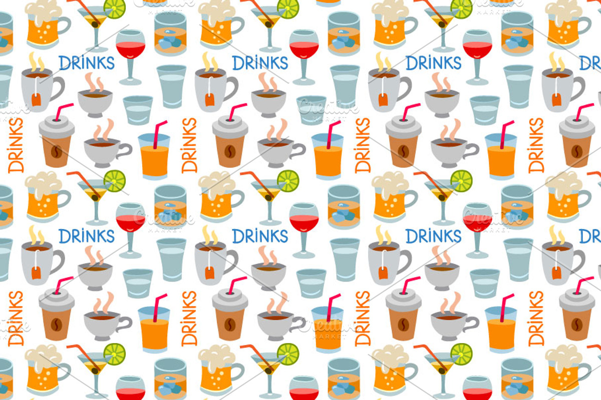 Beverages Seamless Patterns, a Pattern Graphic by Oleg Tokarev Art (Photo 2 of 3)