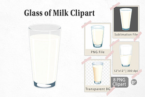 Glass of Milk Clipart, a Graphic by Artnoy