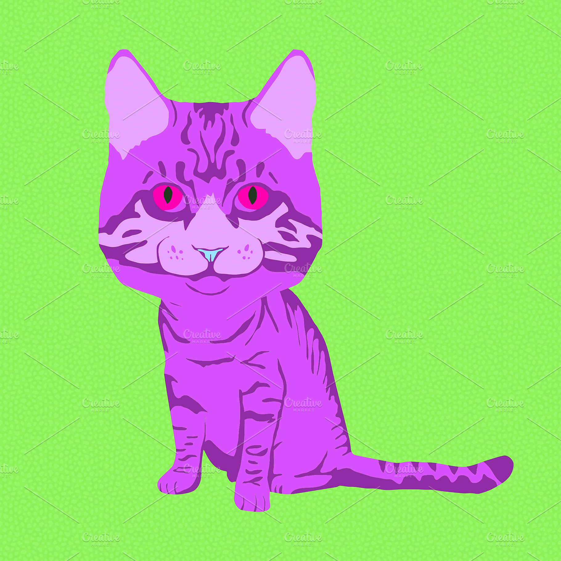 Fashion minimal illustration. Stylish funny purple cat, a Beauty & Fashion Photo by Jenya Porechenskaya