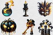 Creepy Black and Gold Halloween, an Illustration by Black Bird Studio (Thumbnail 2 of 6)