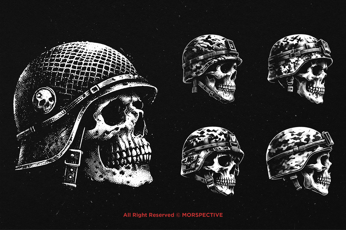 10 Bundle Dark Art Skull Army, an Illustration by Morspective (Photo 5 of 7)