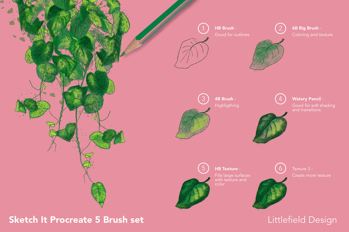 Sketch It Procreate 5 Brush set, a Brush Add-On by Littlefield Design (Photo 4 of 12)