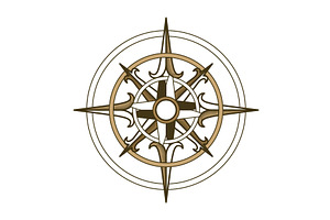 Retro nautical compass. Hand, an Object Illustration by Things for designers