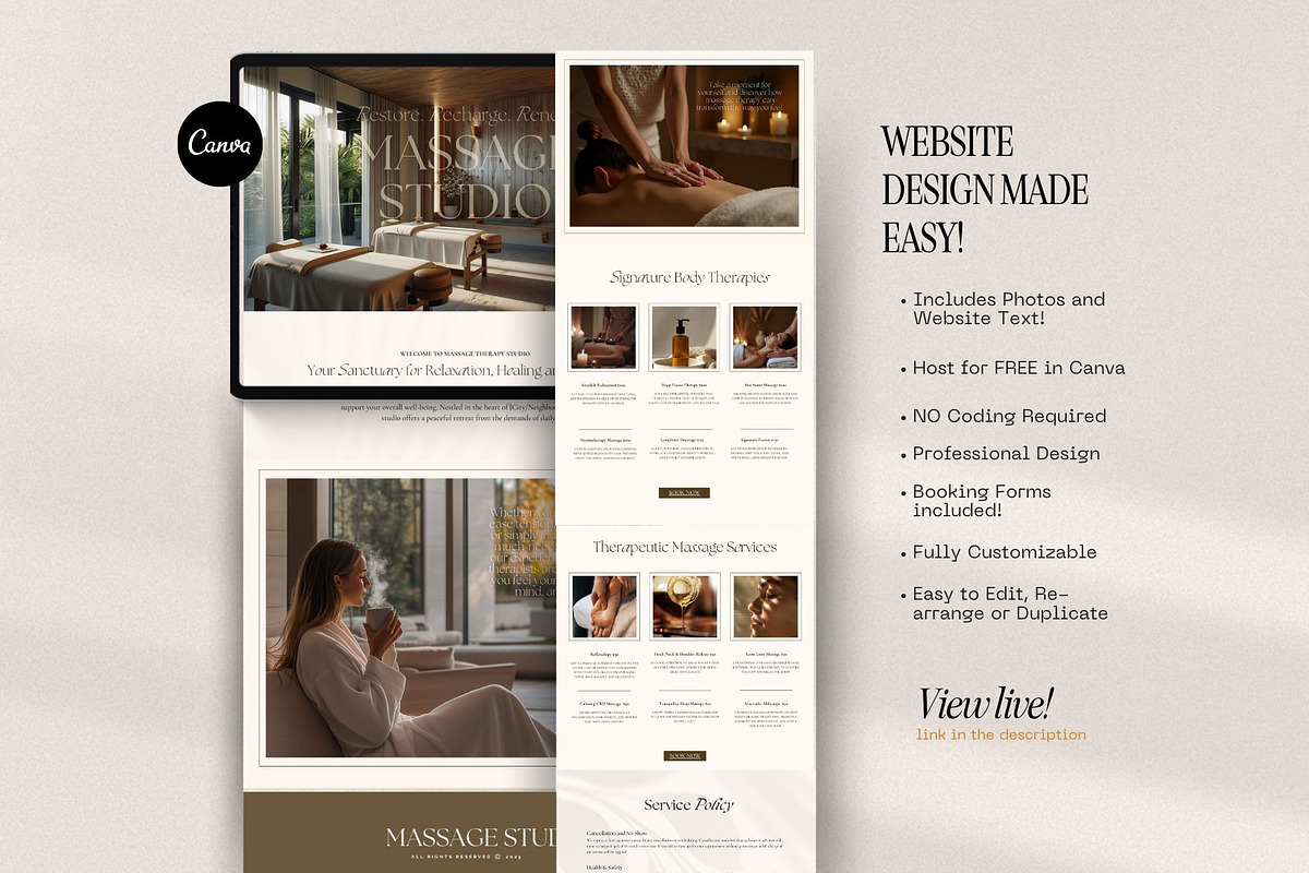 Massage Spa Therapist Booking Website preview 2
