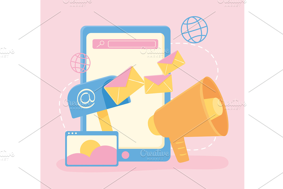 smartphone digital marketing, an Object Illustration by studiogstock