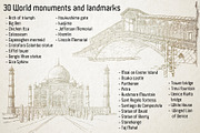 30 World monuments vector drawing, an Object Graphic by Giordano Aita Graphics (Thumbnail 1 of 5)