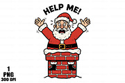 Funny Santa Stuck in Chimney Christm, an Illustration by Daily.Designs (Thumbnail 1 of 10)