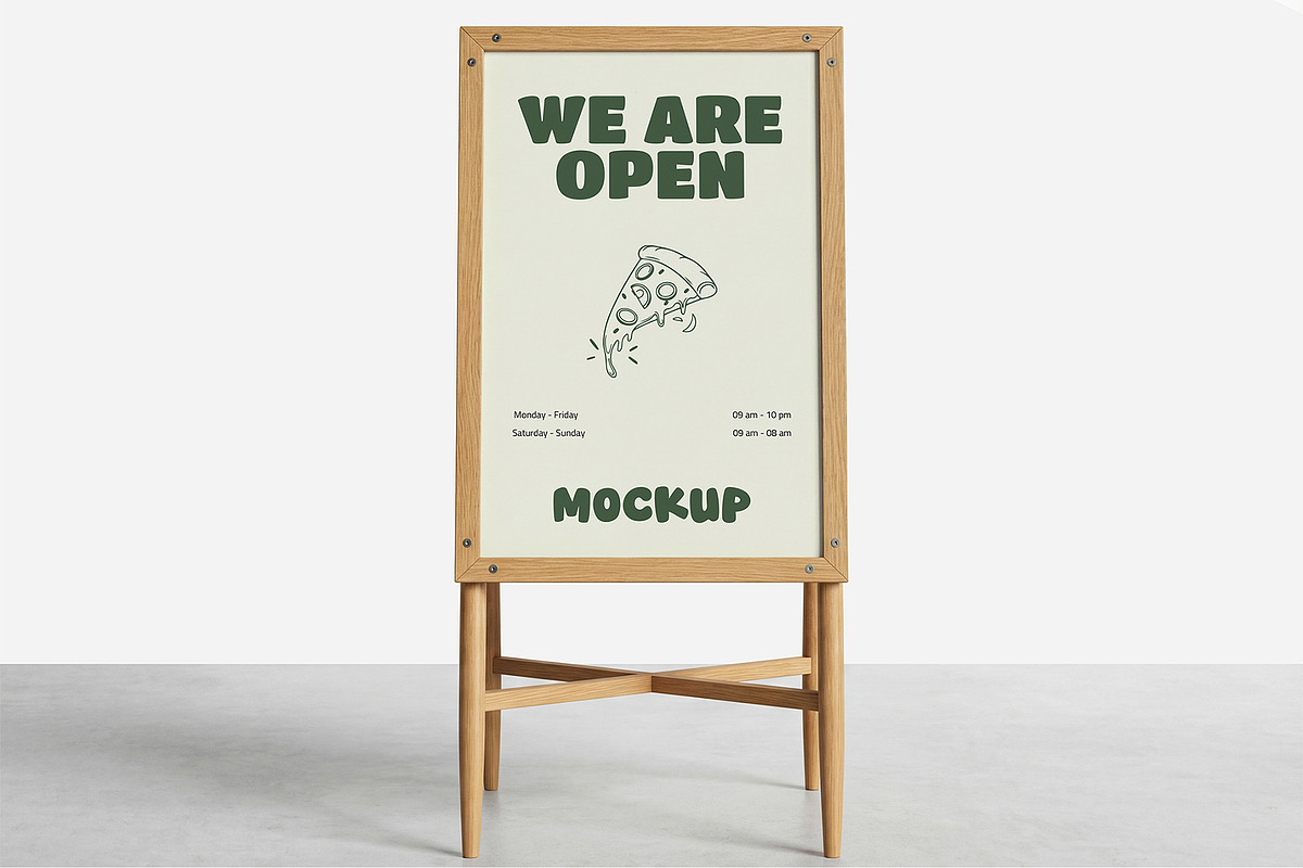 Wooden Restaurant Menu Board Mockup, an Advertising Mockup by graphypix (Photo 1 of 4)