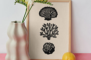 Linocut Coral Clipart Bundle, an Illustration by ClayStudio (Thumbnail 4 of 8)