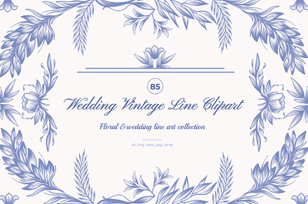 Wedding & Floral Vintage Line Art