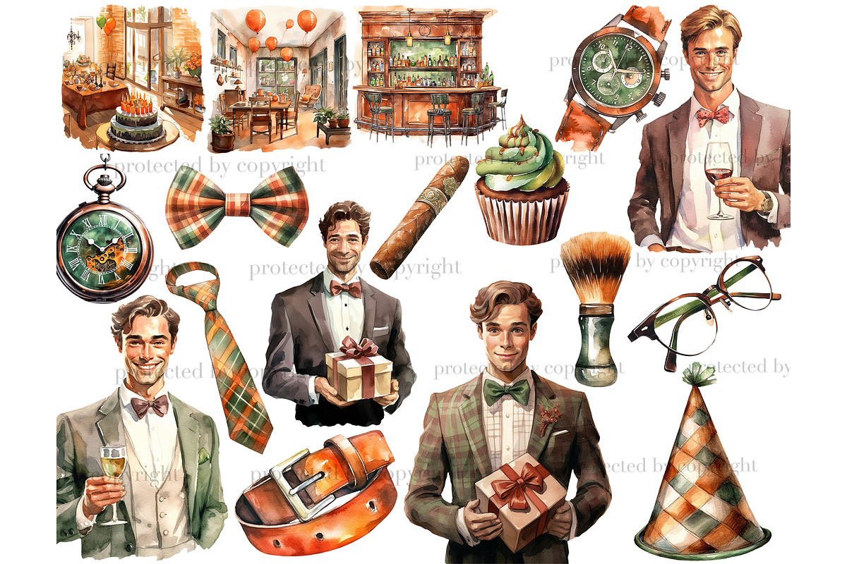 Man Birthday Clipart | Fashion Men, a Person Illustration by GlamArtZhanna (Photo 3 of 5)