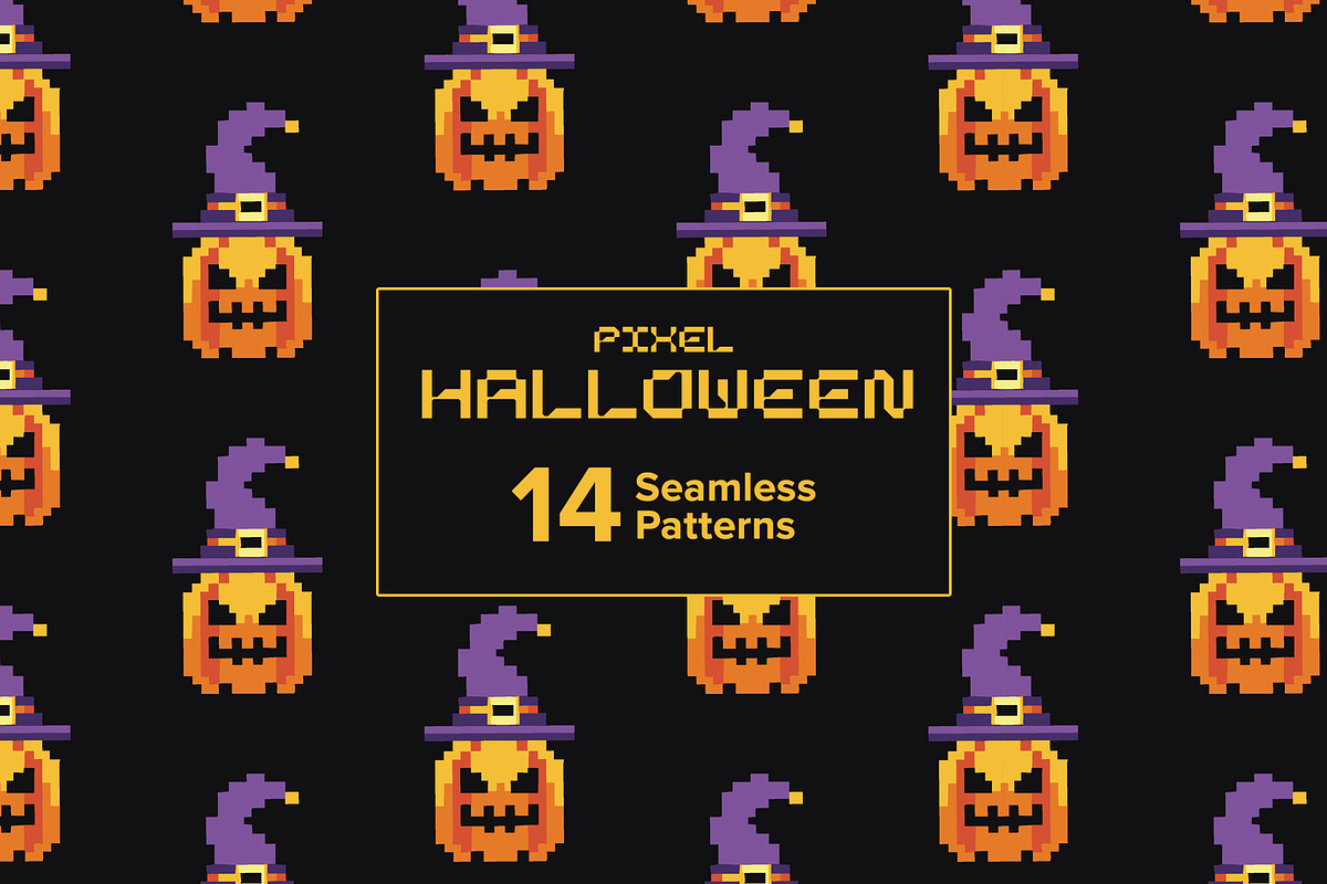 Retro Pixel Art Halloween Pattern, a Graphic by Asya Melkonyan Patterns (Photo 1 of 9)