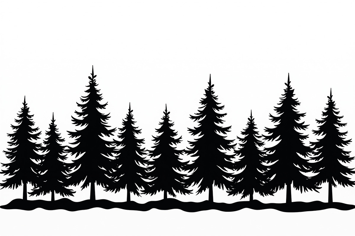 Pine Forest Silhouette Bundle, a Graphic by hafijul (Photo 7 of 16)