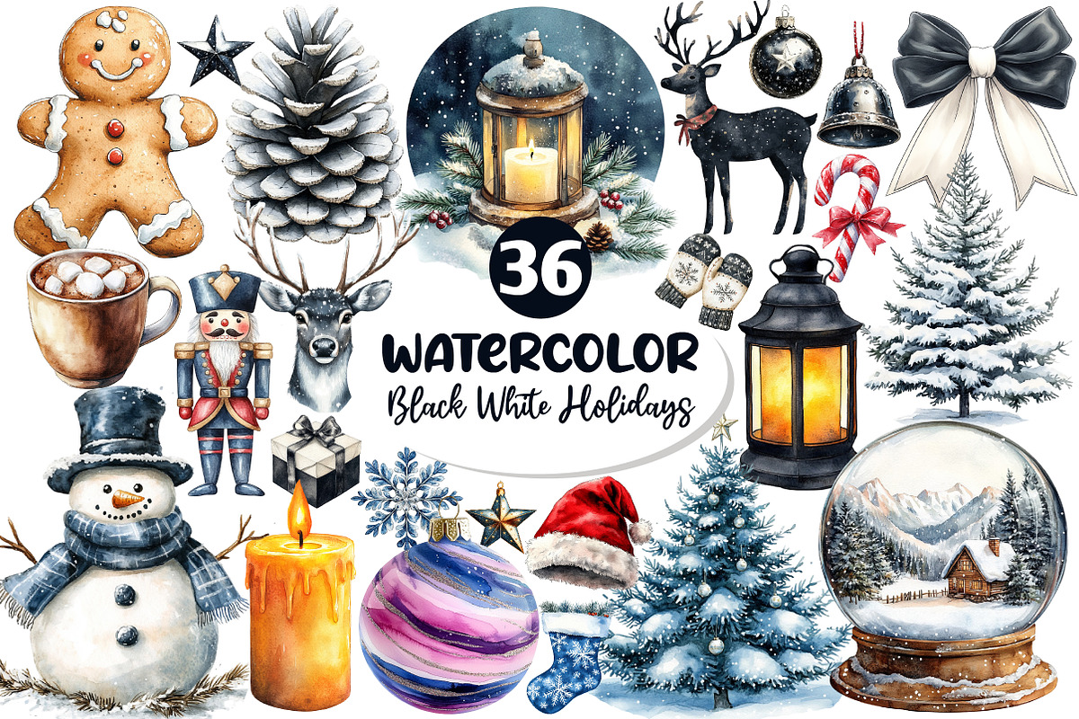 Black and White Holidays Clipart, an Illustration by Dream Creation (Photo 1 of 7)