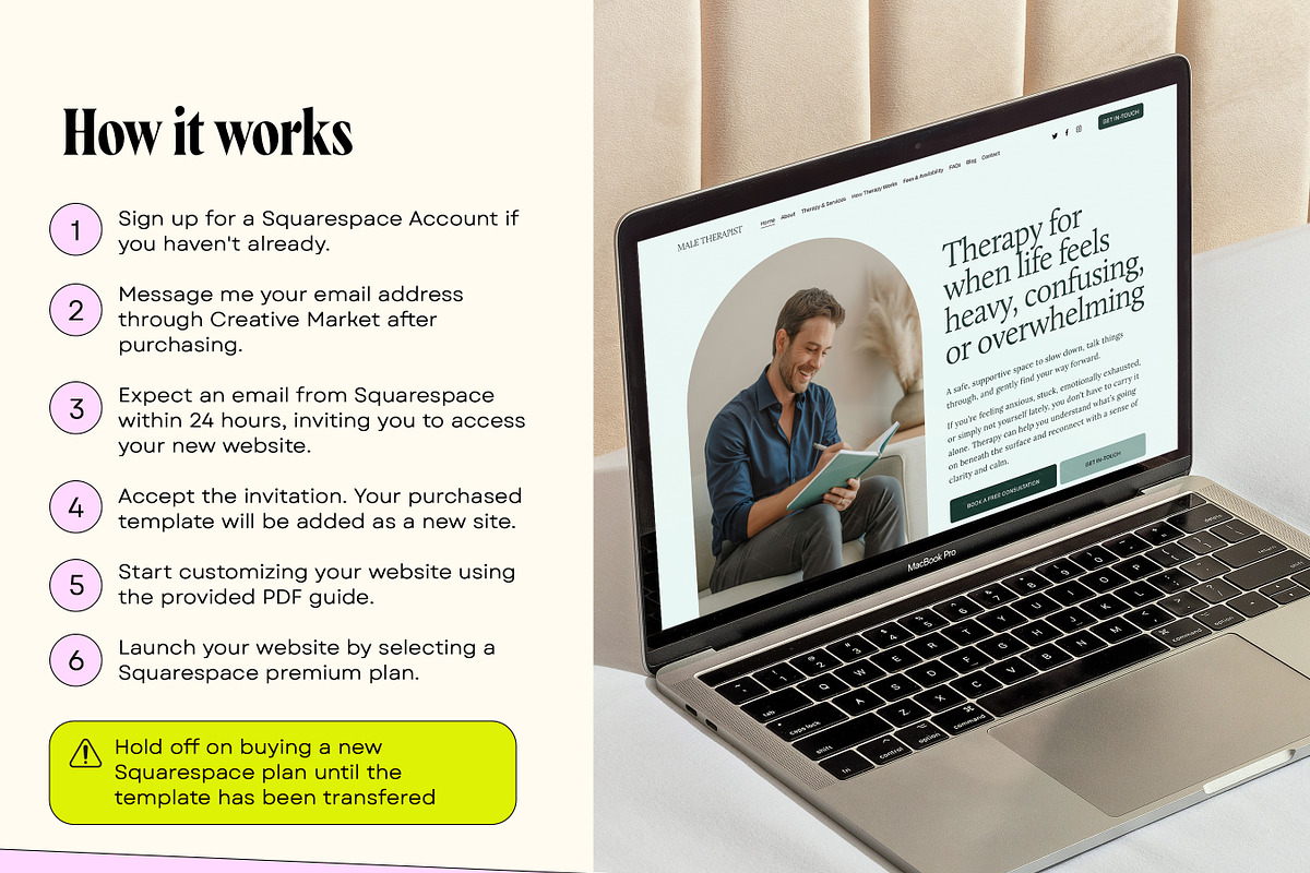 Male Therapist Squarespace Template, a Squarespace Template by Template Twist Shop (Photo 4 of 9)