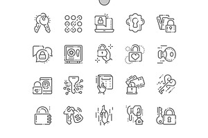 Keys And Locks Line Icons