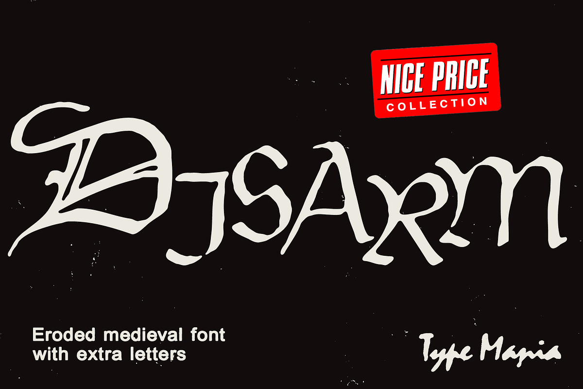 Disarm TM – Distressed Fraktur, a Blackletter Font by Type Mania (Photo 1 of 10)
