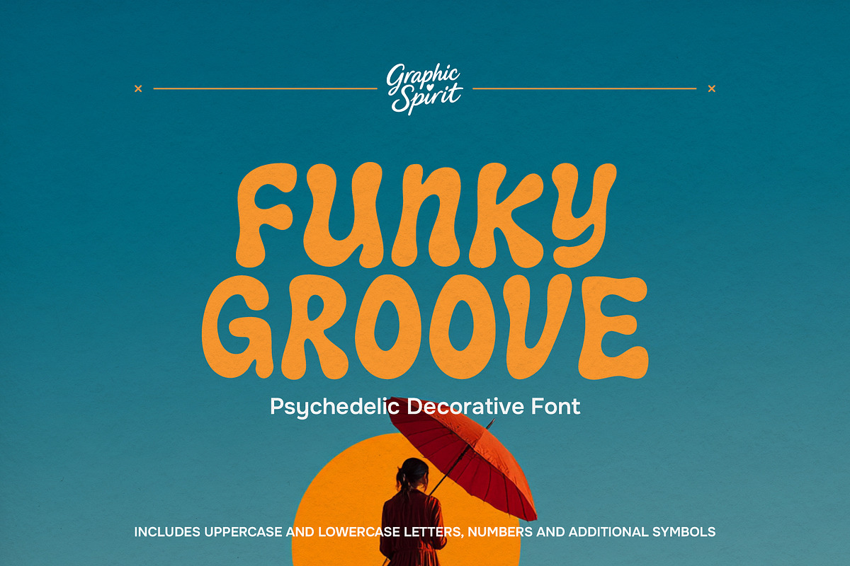Funky Groove Psychedelic Font, a Font by Graphic Spirit (Photo 1 of 12)