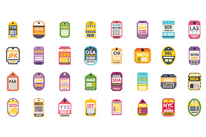 Large set of luggage tags with, a Transportation Illustration by Ylivdesign