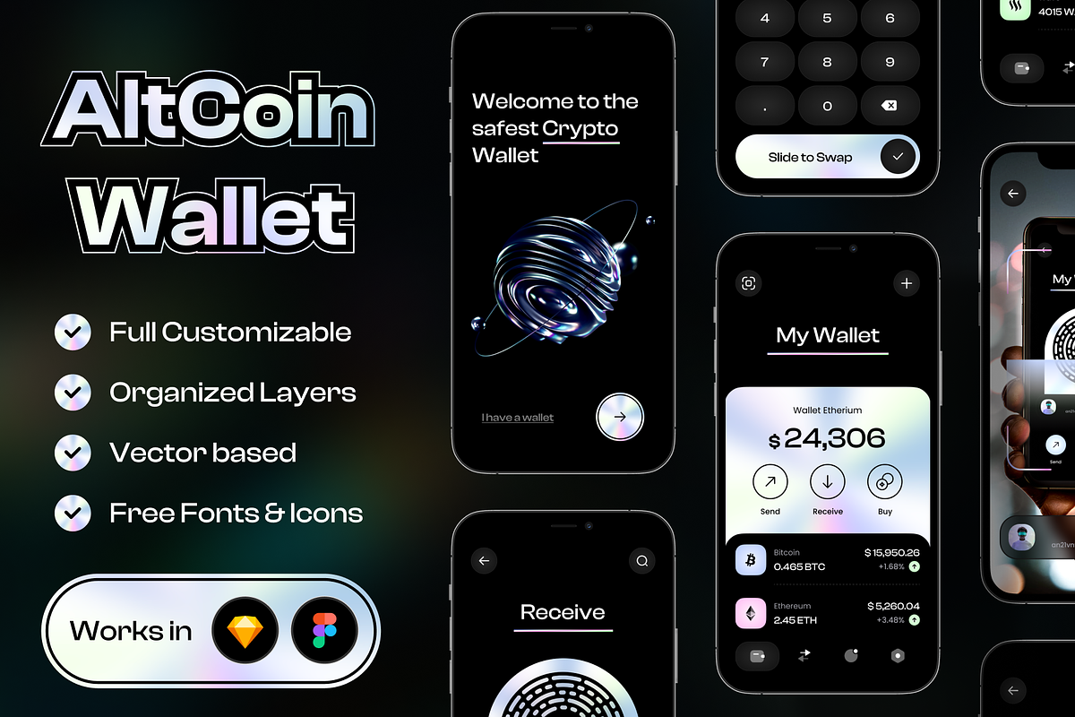 Crypto Wallet UI Kit, an UI Kit Template by Trung (Photo 1 of 6)