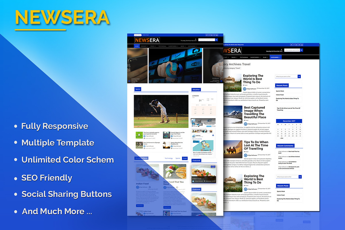Newsera WordPress Theme, a WordPress Template by Weblizar Themes & Plugin (Photo 1 of 2)