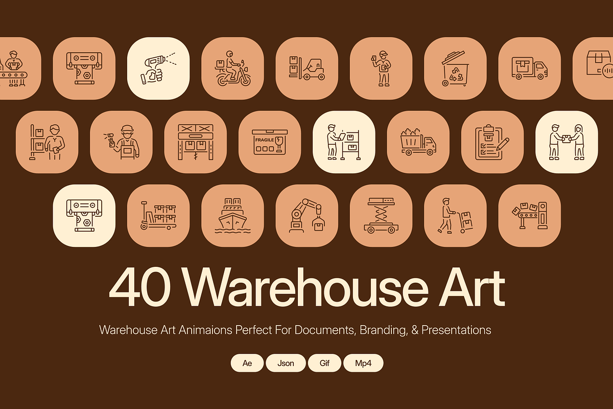 Animated Warehouse Icon Art Set, an Outline Icon by Prosymbols (Photo 1 of 4)