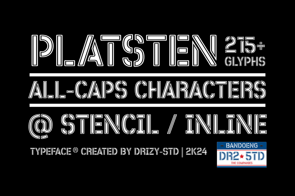 Platsten - Plate Stencil Font, a Sans Serif Font by Drizy (Photo 2 of 10)