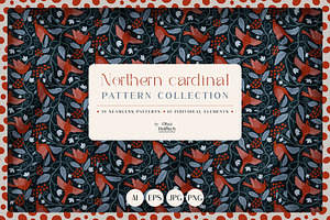 Northern Cardinal Seamless Patterns