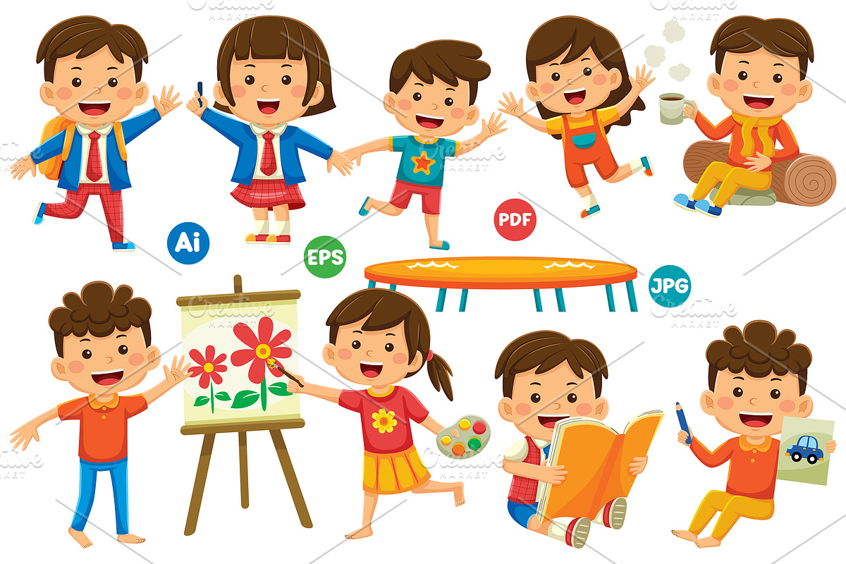 Kids Activity Vector Clip Art Bundle, an Object Graphic by MEDZ (Photo 2 of 4)