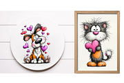 Watercolor Valentine cat and Dog, an Illustration by Designworld (Thumbnail 4 of 6)