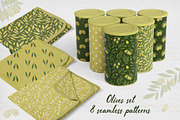 Olives set. Vector seamless patterns, a Pattern Graphic by LartGraphics (Thumbnail 1 of 10)