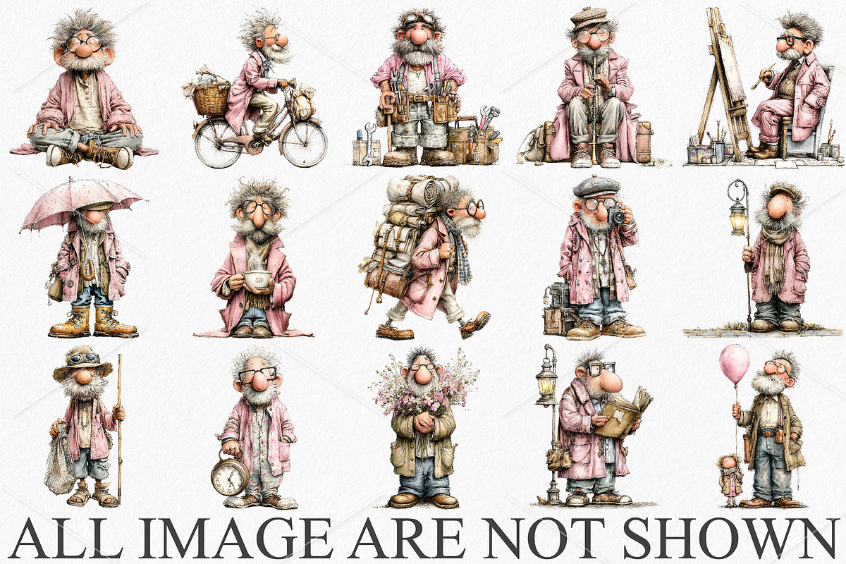 Whimsical Grandpa Clipart Bundle, a Seasonal Illustration by Canvas Craft (Photo 2 of 4)