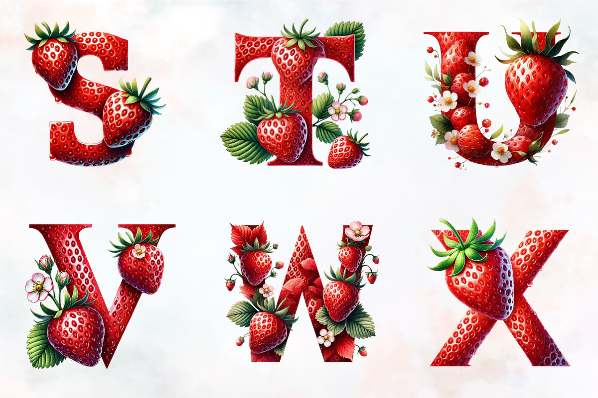 Spring strawberry Alphabet clipart, an Illustration by RobertsArt (Photo 4 of 7)