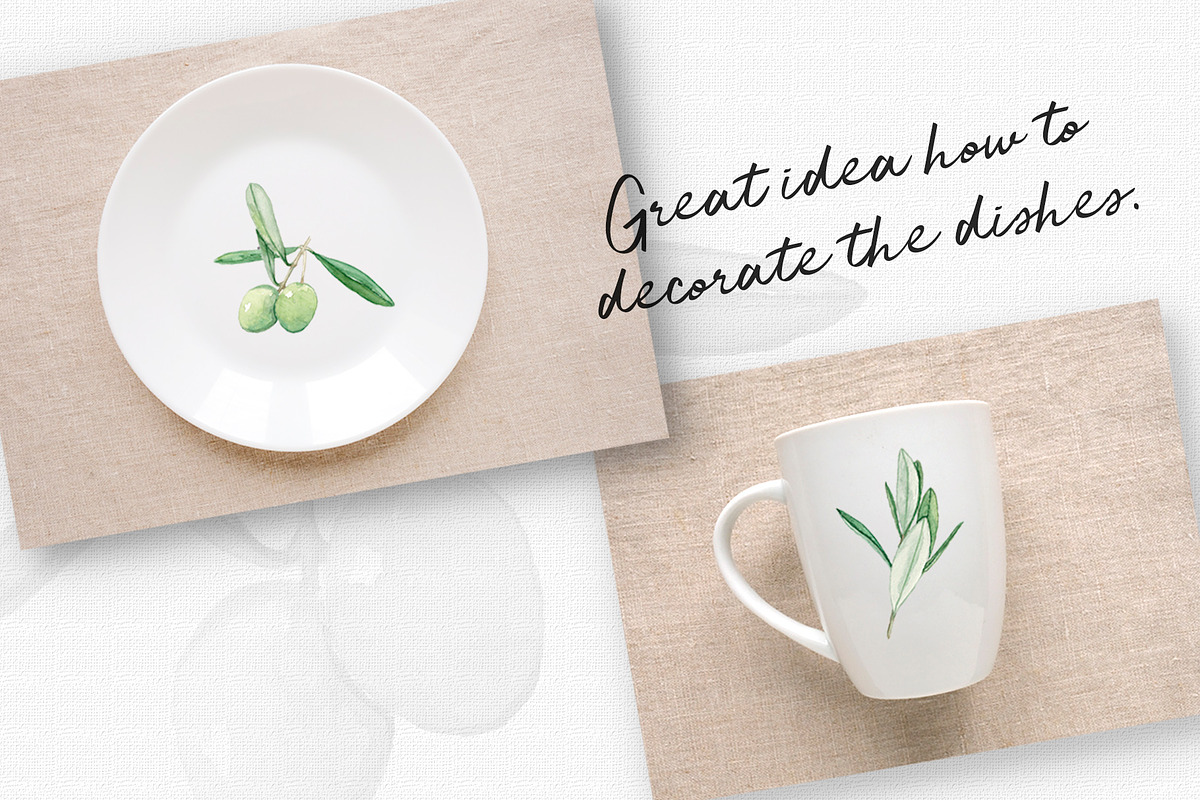 Watercolor Olive Branch Graphic Set, a Food Illustration by In the clouds (Photo 3 of 7)