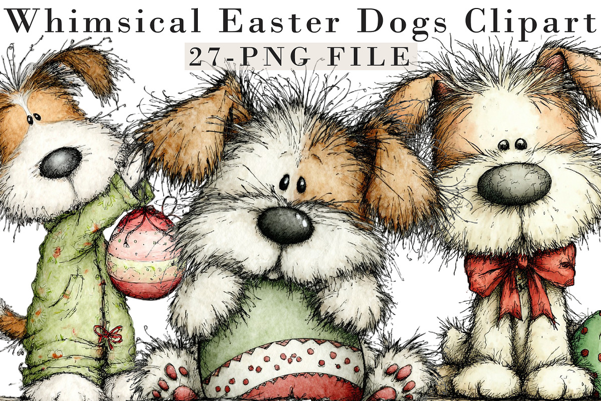 Whimsical Easter Dogs Clipart, an Illustration by Libby Wishes (Photo 1 of 9)